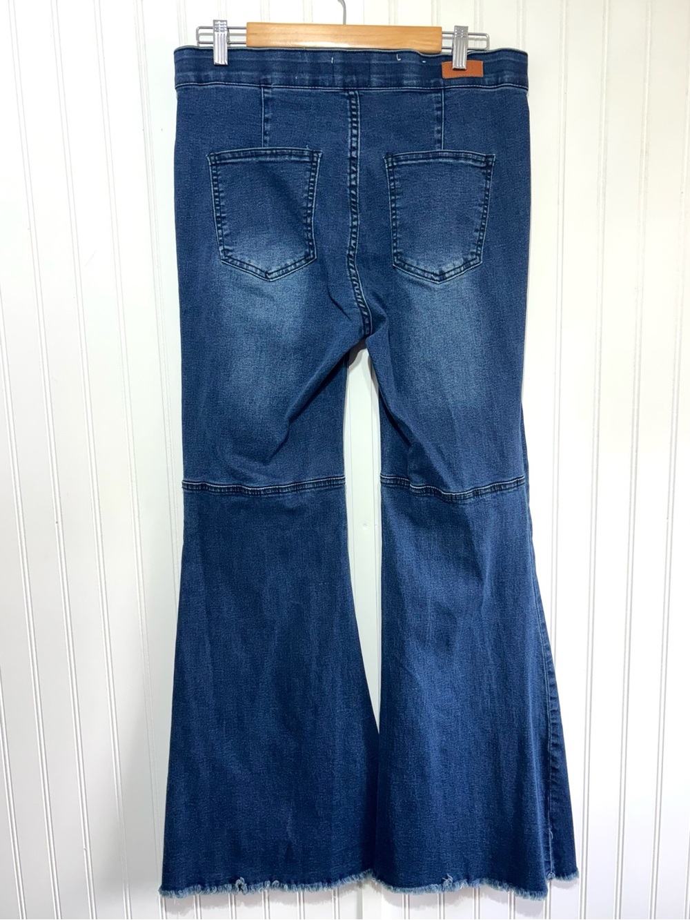 Umgee Denim Bell Bottom Flare Boho Jeans Raw Hem Stretch Size 13 Juniors Retro - Picture 5 of 14